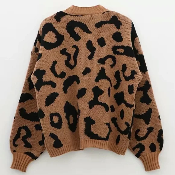 HP 11/10 Cozy Knit Animal Print Open Front Cardigan - Picture 2 of 11